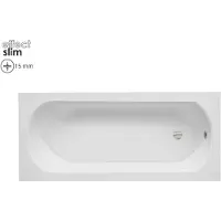 Badland Badewanne Rechteck Intrica SLIM 150x75 Rand 15mm mit Ablaufgarnitur, Füßen und Styroporverkleidung mit Ablage 4cm GRATIS