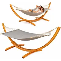 AMANKA XXL Hängematte mit Holzgestell 325 cm - Outdoor Set für 2 Personen bis 150 kg | Gr.: onesize