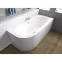 Badland Eckbadewanne Rechteck Badewanne Avita RECHTS 180x80 mit Acrylschürze, Füßen und Ablaufgarnitur GRATIS