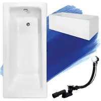 Badland Badewanne Rechteck Talia 150x70 mit Acrylschürze, Füßen und Ablaufgarnitur GRATIS