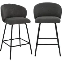CALICOSY - 2er-Set Hocker aus meliertem Stoff mit Metallbeinen - SORREL