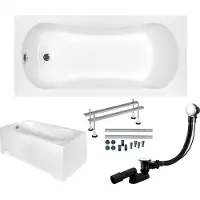 Badland Badewanne Rechteck Aria 130x70 mit Acrylschürze, Füßen und Ablaufgarnitur GRATIS