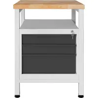 ADB Werkbank lichtgrau, anthrazitgrau 3 Schubladen 60,0 x 60,0 x 84,0 cm