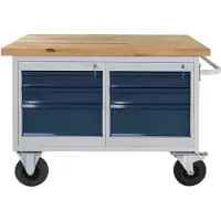 ADB Werkbank lichtgrau, anthrazitgrau 6 Schubladen 130,0 x 60,0 x 82,7 cm