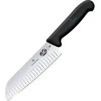 Victorinox Santokumesser Fibrox 5.2523.17BK, 17 cm Edelstahlklinge mit Kullenschliff, Kunststoffgriff