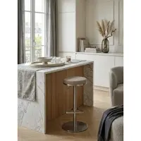 KADIMA DESIGN BARHOCKER Edelstahl Höhenverstellbar Drehbar Standfuß Gepolstert, Beige 38x38x82 cm