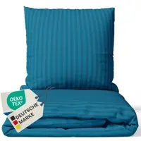 NYVI Bettwäsche Set DreamScience Mikrofaser Damast - Atmungsaktiv & Weich - Mit Reißverschluss 200x200 + 2x 80x80 cm petrol