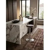 KADIMA DESIGN Barhocker Edelstahl Höhenverstellbar Drehbar Standfuß Gepolstert, Braun 38x38x82 cm