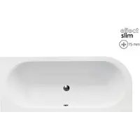 Badland Eckbadewanne Rechteck Badewanne Avita SLIM RECHTS 150x75 Rand 15mm mit Ablaufgarnitur, Füßen und Styroporverkleidung mit Ablage 4cm GRATIS