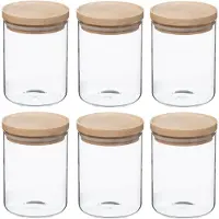 Wellhome Set Aus Glas-und Holzdosen 600ml 6 Einheiten
