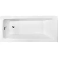 Besco Badewanne Rechteck Set 5in1 120x70 mit Premium Ablaufgarnitur und Füßen GRATIS + Verkleidung (AcrylSchürze) + Bambus Holzablage | BADLAND TALIA