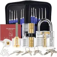 Markenlos Lock Pick Set 36-teilig - Mit 4 transparenten Trainingsschlössern in Blau