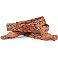 Leica 14698 Trageriemen, flaches geflochtenes Rayon- und Lederband, Cognac