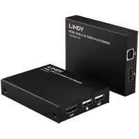 Lindy 39320, Sender und Empfänger, Kabelgebunden, 150 m, Cat5e, Cat6, Schwarz, Metall