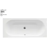 Badland Badewanne Rechteck Vitae SLIM 180x80 Rand 15mm mit Ablaufgarnitur, Füßen und Styroporverkleidung mit Ablage 4cm GRATIS