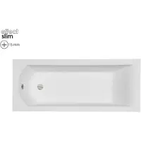Besco Badewanne Rechteck Shea SLIM 160x70 Rand 15mm mit Ablaufgarnitur, Füßen und Styroporverkleidung GRATIS