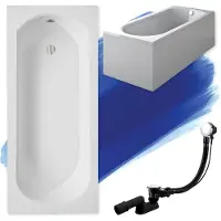 Badland Badewanne Rechteck Intrica 150x75 mit Acrylschürze, Füßen und Ablaufgarnitur GRATIS