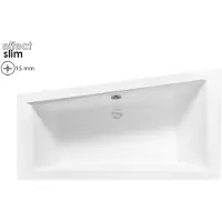 Badland Eckbadewanne Rechteck Badewanne Intima SLIM für zwei Personen LINKS 180x125 Rand 15mm mit Ablaufgarnitur, Füßen und Styroporverkleidung GRATIS ohne Kopfstützen