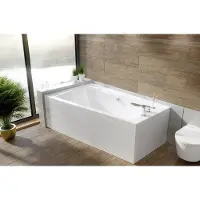 Badland Eckbadewanne Rechteck Badewanne Infinity LINKS 160x100 mit Ablaufgarnitur und Füßen GRATIS ohne Verkleidung