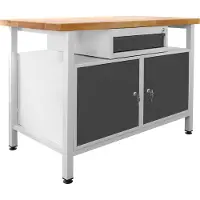 ADB Werkbank lichtgrau, anthrazitgrau 1 Schublade 120,0 x 60,0 x 84,0 cm