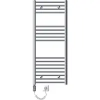 LuxeBath Elektrischer Badheizkörper Sahara 50x120 cm Chrom Gebogen Heizstab 900W