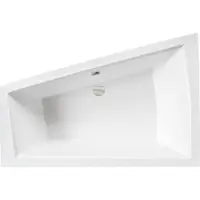 Besco BADLAND Eckbadewanne Rechteck Badewanne INTIMAS RECHTS 150x85 mit Ablaufgarnitur und Füßen + 2 Badkissen + Bambus Badewannenablage | BADLAND INTIMAS