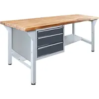 ADB Werkbank lichtgrau, anthrazitgrau 3 Schubladen 150,0 x 75,0 x 85,0 cm