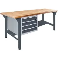 ADB Werkbank anthrazitgrau, lichtgrau 4 Schubladen 200,0 x 75,0 x 85,0 cm
