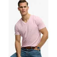 Superdry Rundhalsshirt "CLASSIC COTTON LINEN VEE" Baumwollmischung, relaxed fit aus luftig leichtem Baumwoll-Leinen-Mix