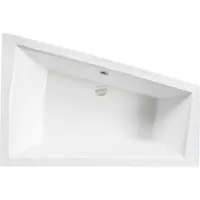 Besco BADLAND Eckbadewanne Rechteck Badewanne INTIMAS LINKS 160x90 mit Ablaufgarnitur und Füßen + 1 Badkissen + Bambus Badewannenablage | BADLAND INTIMAS
