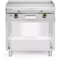 Hendi Gasgrillplatte, glatt, mit auf 3 Seiten geschlossenem Unterschrank, , Kitchen Line, 10kW, 800x700x(H)900mm