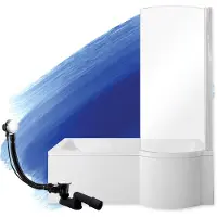 Badland Badewanne Rechteck Inspiro RECHTS 170x70 mit Glasabtrennung, Füßen und Ablaufgarnitur GRATIS ohne Verkleidung