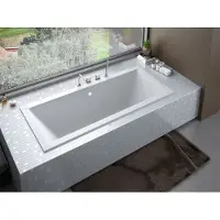 Badland Badewanne Rechteck Quadro SLIM 155x70 Rand 15mm mit Ablaufgarnitur und Füßen GRATIS ohne Verkleidung