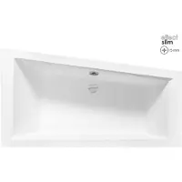 Besco Eckbadewanne Rechteck Badewanne Intima SLIM für zwei Personen RECHTS 170x125 Rand 15mm mit Ablaufgarnitur, Füßen und Styroporverkleidung mit Ablage 4cm GRATIS mit Kopfstützen