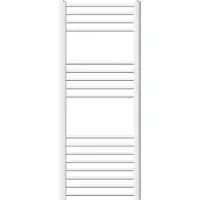 LuxeBath Badheizkörper Seitenanschluss 500x1200mm Weiß gerade mit integriertem Thermostatventil Renovierungsheizkörper Handtuchtrockner, ohne Heizstab