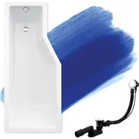 Badland Eckbadewanne Badewanne Integra LINKS 150x75 mit Glasabtrennung, Ablaufgarnitur und Füßen GRATIS ohne Verkleidung