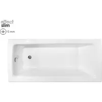 Badland Badewanne Rechteck Talia SLIM 150x70 Rand 15mm mit Ablaufgarnitur, Füßen und Styroporverkleidung mit Ablage 4cm GRATIS