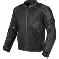 Macna Olsan Solid perforierte Motorrad Leder- / Textiljacke, schwarz, L