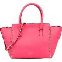 Valentino Garavani Neon Pink Leather Rockstud Handbag Koffer24