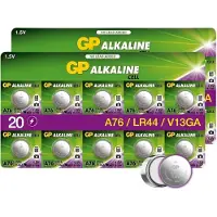GP Extra LR44 Knopfzelle Alkaline 1,5V, 20 Stück Batterien LR44 (AG13 / A76 / L1154f) Spannung 1,5 Volt