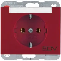 Berker Steckdose SCHUKO mit Beschriftungsfeld und Aufdruck K.1/K.5 rot, glänzend