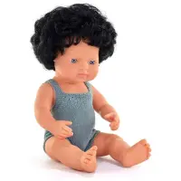 Miniland Farbige Babypuppe Mit Lockigem Schwarzem Haar Kaukasisch 38 Cm Grau Grau One Size