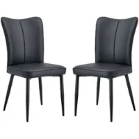 MODFU Esszimmerstuhl 2er-Set Schwarz,Küchenstuhl mit Rückenlehne,Bürostuhl mit Verstellbare rutschfesten Füße(schwarze Metallbeine),89 cm hoher Polstersessel