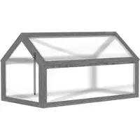 STILVORA Frühbeet Mini Gewächshaus 90x52x50 cm mit verstellbarer Abdeckung, lichtdurchlässige Platten, Holzrahmen, winterfest für Garten Balkon, Grau