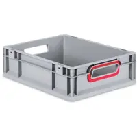 Proregal Eurobox NextGen Color | HxBxT 12x30x40cm | 11 Liter | Griffe rot offen | Glatter Boden | Eurobehälter, Transportbox, Transportbehälter