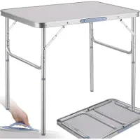 TecTake - Klappbarer Campingtisch - Tragbarer Campingtisch - Outdoor-Klapptisch - Klappbarer Tisch - Wetterfest - 75x55x68cm - Grau