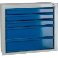 ADB Schubladenschrank 24775, aus Metall, 5 Schübe, blau / lichtgrau, (B/H/T) 70 x 60 x 44cm