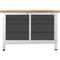 ADB Werkbank lichtgrau, anthrazitgrau 8 Schubladen 120,0 x 60,0 x 84,0 cm
