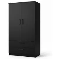 Masseno Drehtürenschrank DOVI 90/180/50 cm 2-türig Schlafzimmer Schrank Kleiderschrank Schwarz