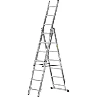 Drabest | Aluminium 3x7 Multifunktionsleiter - 3-teilige Klappleiter & Ausziehleiter - 21 Sprossen - bis zu -150 kg - EN131 &